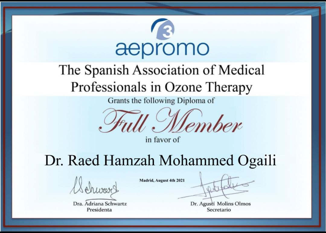 You are currently viewing A European Organization Grants a Lecturer from the University of Kerbala the Membership of Ozone Therapy