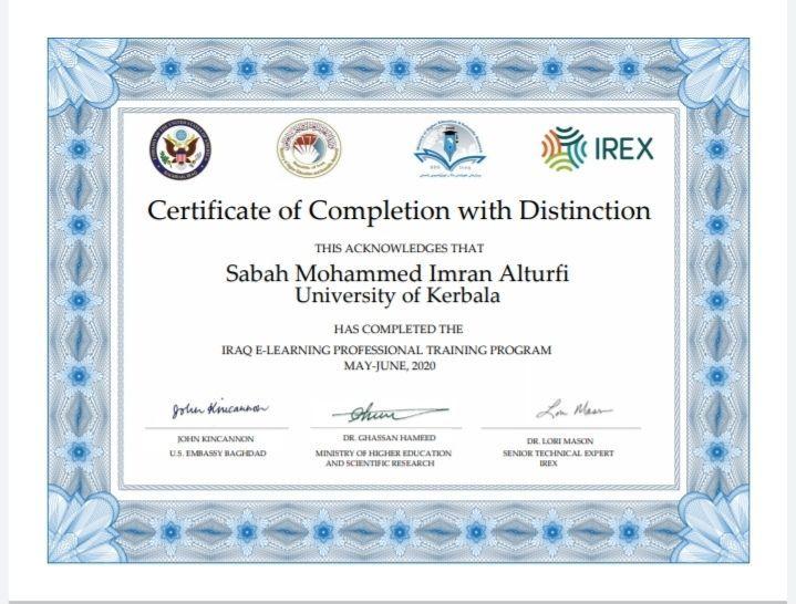 Read more about the article تدريسي في كلية القانون يجتاز دورة برنامج التعليم الالكتروني الذي اقامته منظمة LREX